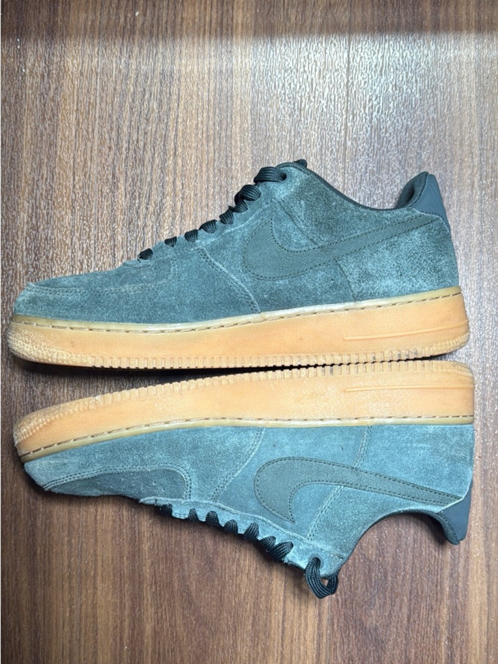 Nike Olive Suede Low-Top Sneakers with Gum Sole